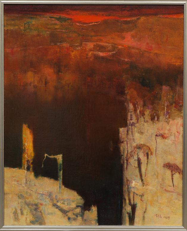 <h2>山潭</h2><p>作者：张钦若</p><p>创作年代：1989</p><p>规格：65cm×80cm</p><p>品类：布面油彩</p>
