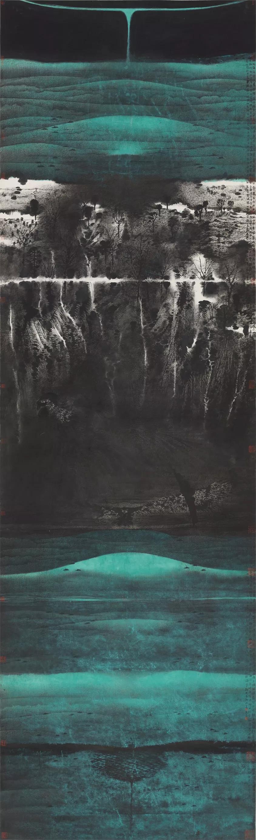 天地大美 心驰神往 笔遂墨顺 96x312cm 纸本设色