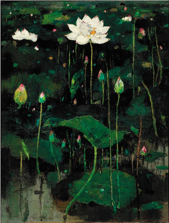 吴冠中 荷花 1974年作 布面油画 120.5×90.5cm