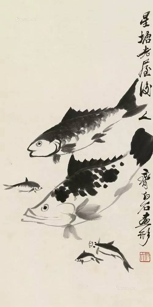 国画直幅落款字下盖印，直下底角，不可再盖压角閒章。如右上落款，左下角可盖閒章