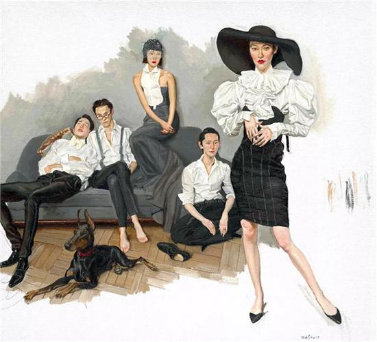 白衬衫  White Shirts    布面油画 Oil on canvas 210 x 230 cm 2017