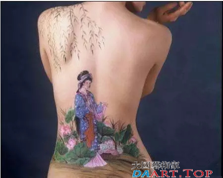 人体彩绘刺绣《汉服士女人》艺术摄影彩绘