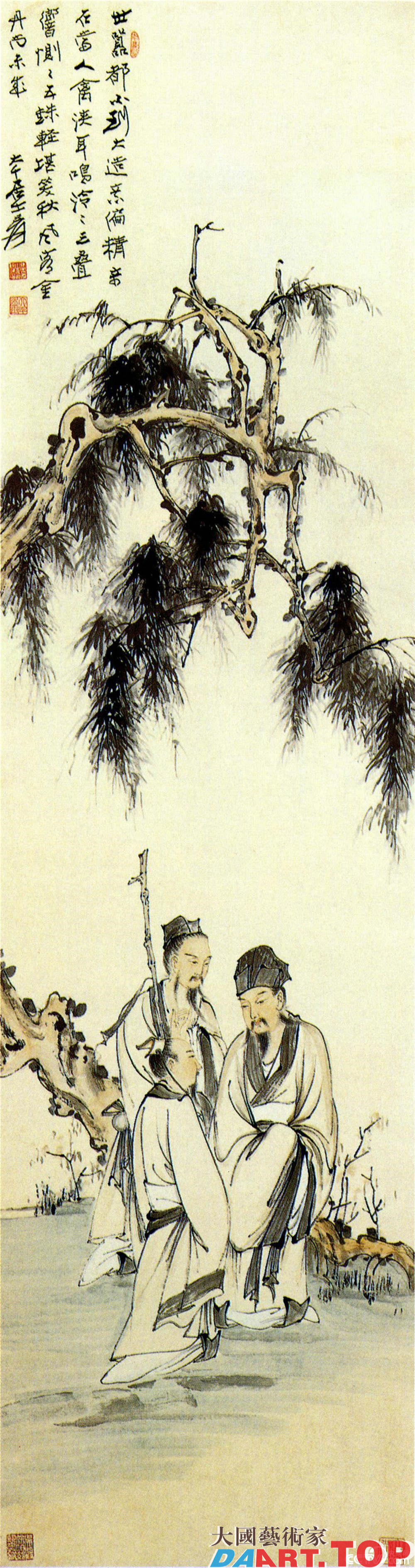 张大千《雅集图》山水四条屏《雅集图1》张大千（1899年5月10日—1983年4月2日），号大千，别号大千居士、下里港人，斋名大风堂。四川内江人，祖籍广东省番禺。是享誉中外的国画大师，被西方艺坛赞为“东方之笔