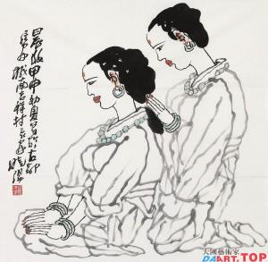 杨晓阳 晨妆 镜心 设色纸本