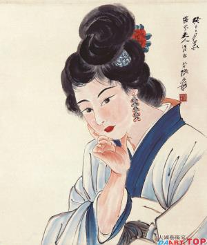 张大千国画《士女图》精品选一