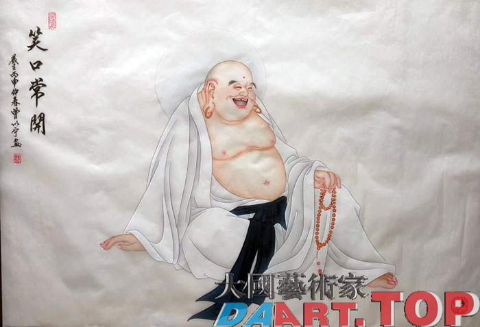 大国艺术家推荐《笑口常开佛》曾以宁著名工笔画家大国艺术家推荐