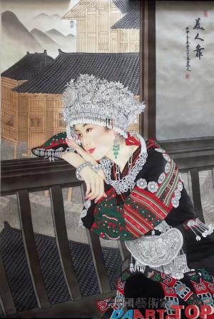 大国艺术家推荐《美人靠》曾以宁著名工笔画家大国艺术家推荐